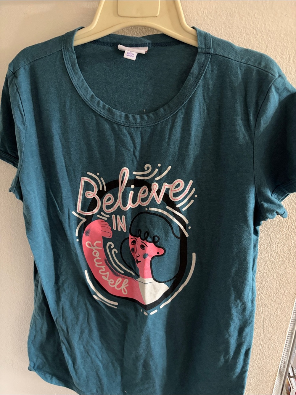 LulaRoe Believe In Yourself Graphic Tee - Teal